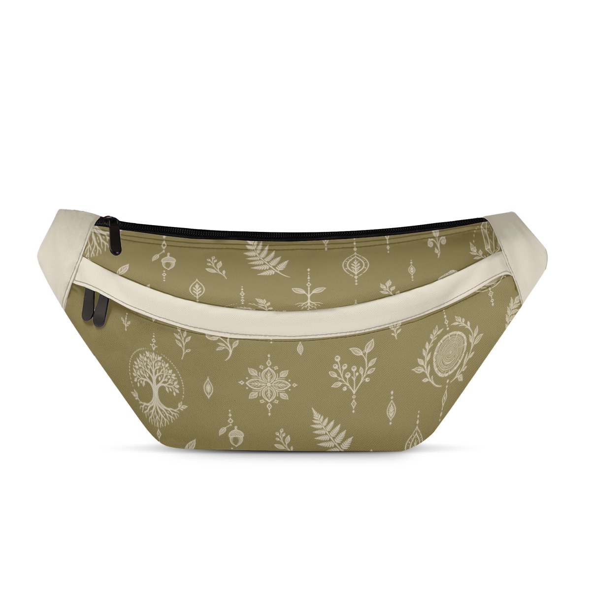 Front view of Earthbound Nomad convertible belt bag with botanical print